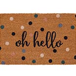 Hamat Ruco Print Oh Hello 40 x 60 cm | Kokosmat met tekst en stippen