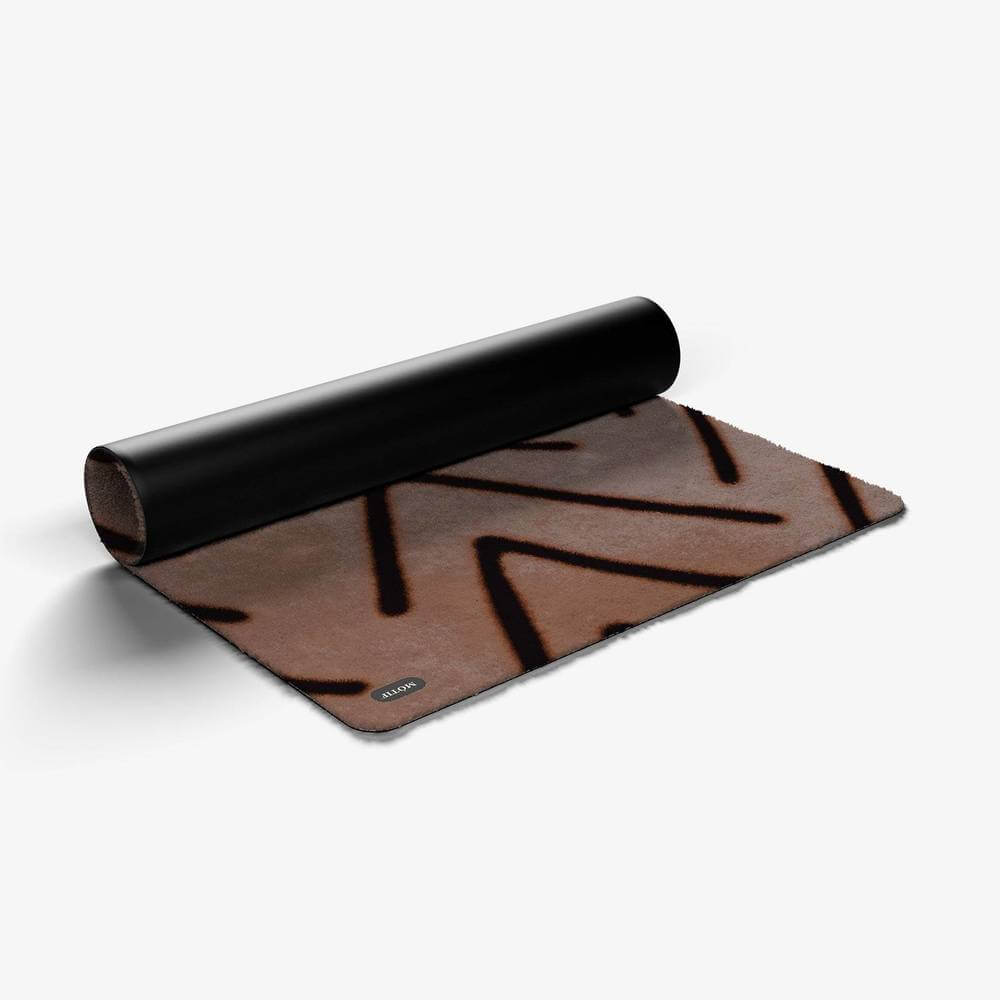 Matterly Flèche Naturel - Beige wasbare deurmat met retro patroon