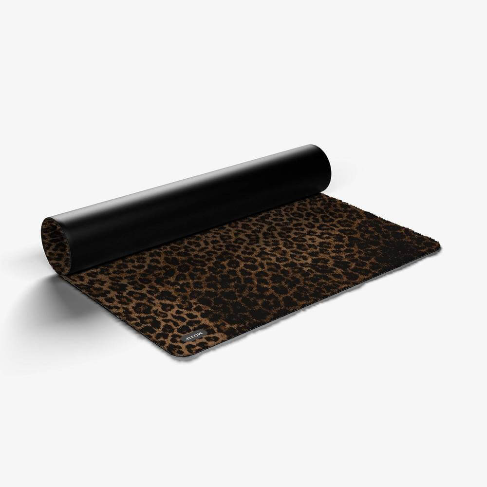 Mótif Leopard Naturel - Beige wasbare deurmat met luipaard patroon