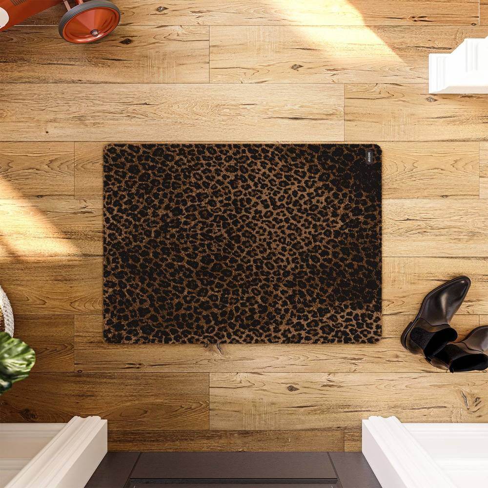 Mótif Leopard Naturel - Beige wasbare deurmat met luipaard patroon