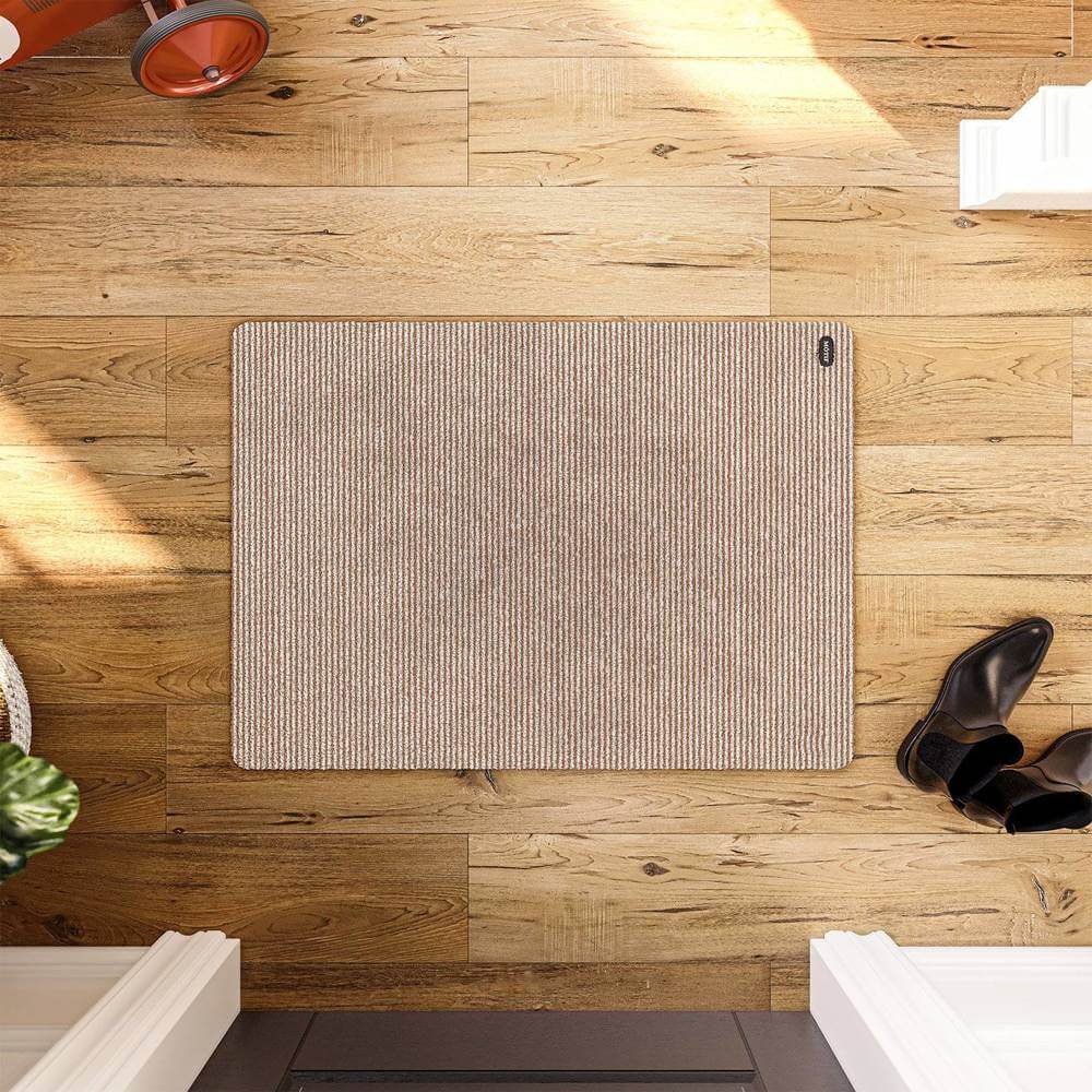 Matterly Rayure Vanille - Roze beige wasbare deurmat met streep patroon